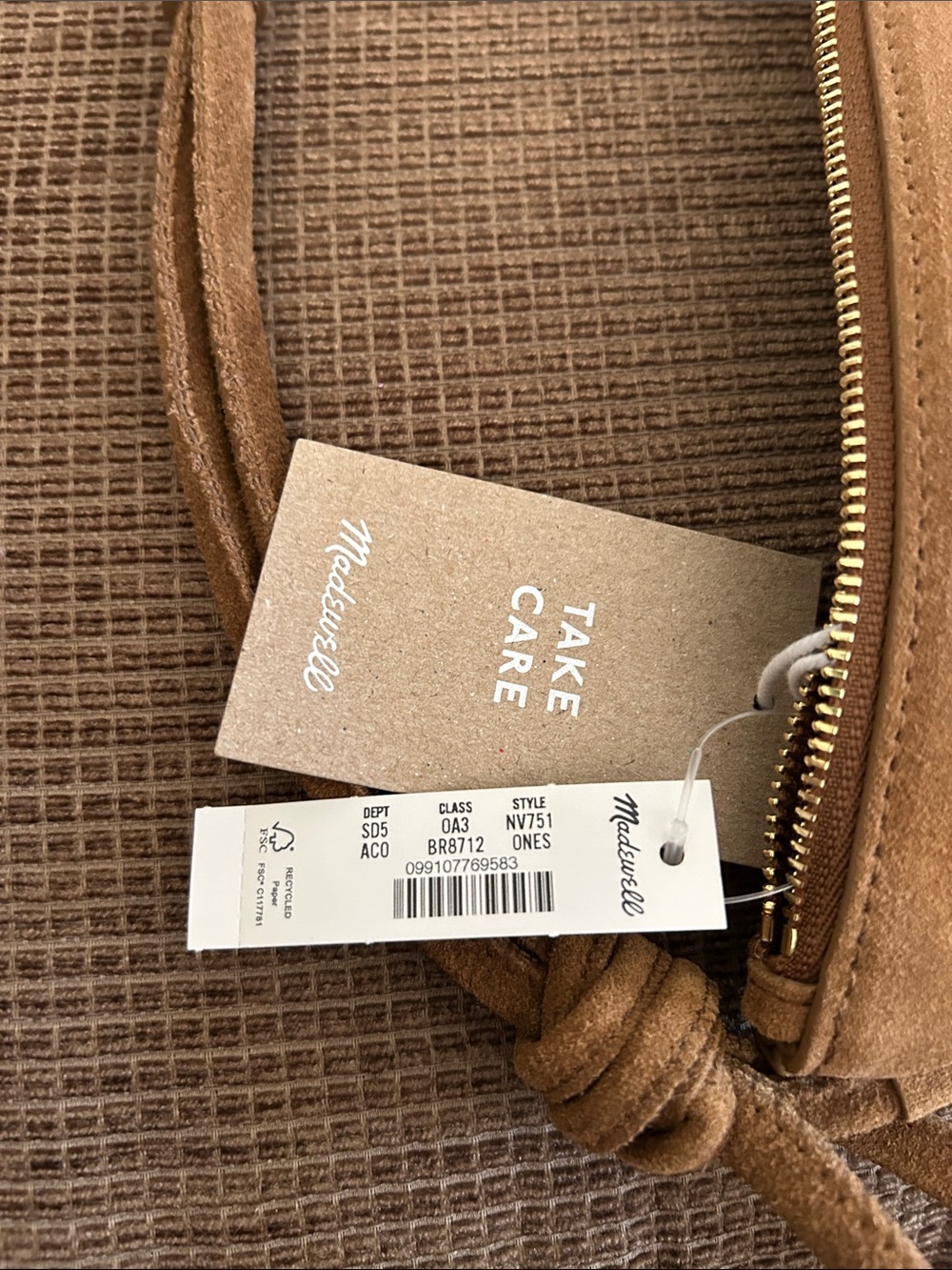 NWT Madewell Brown Suede Bolo Shoulder Bag - Picture 5 of 5